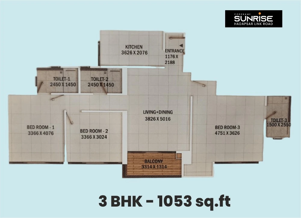Kumar Magnacity 3 BHK floor plan